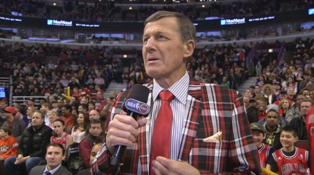 Craig Sager, durante una de sus últimas apariciones en las canchas