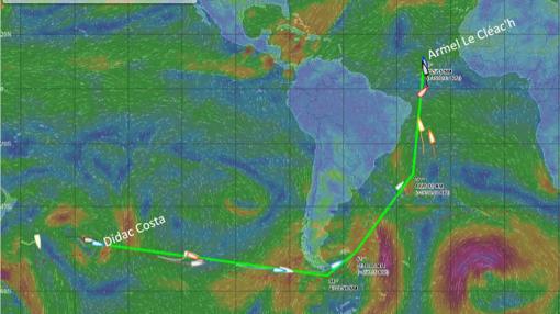 Jérémie Beyou a 45 millas del Ecuador tras 65 días de regata