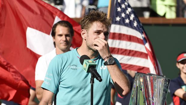 Stan Wawrinka, durante su discurso en la final de Indian Wells