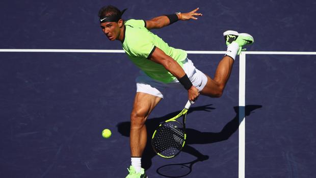 Rafa Nadal celebra su victoria frente a Dudi Sela en el Masters 1.000 de Miami