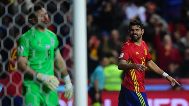 Diego Costa, durante el partido ante Israel