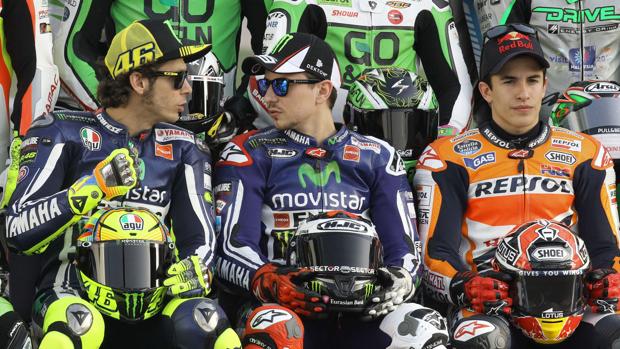 Rossi, Lorenzo y Márquez, en una imagen de archivo