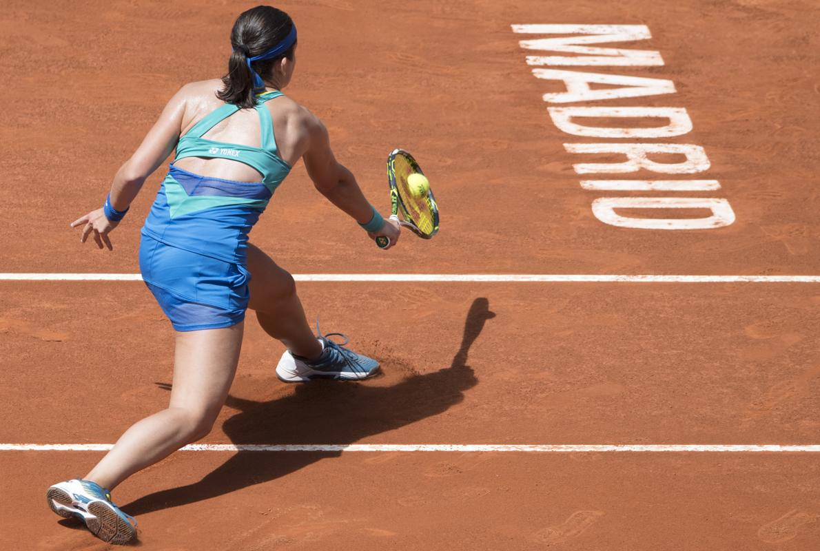 Anastesija Sevastova durante su partido de ayer en el Mutua Madrid Open