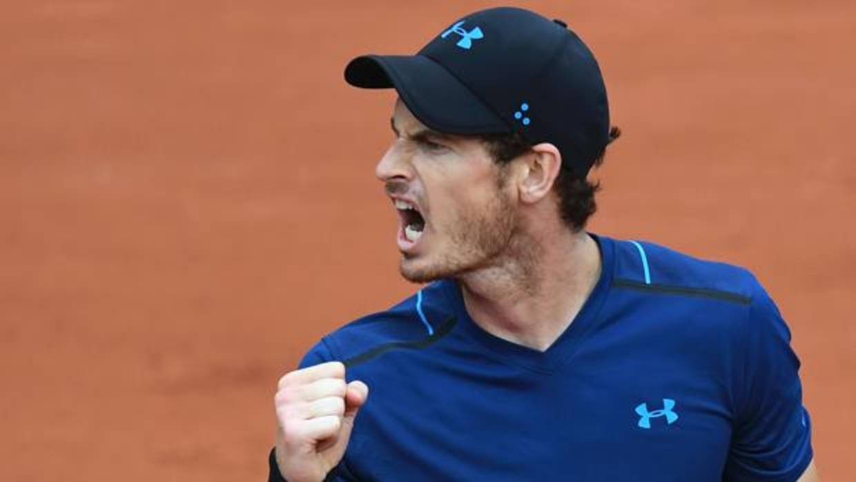 Murray celebra un punto ante Del Potro