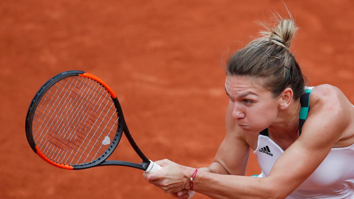 Halep, durante su duelo ante Pliskova