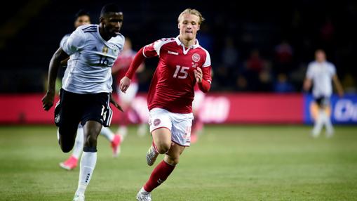 Kasper Dolberg con la selección danesa.