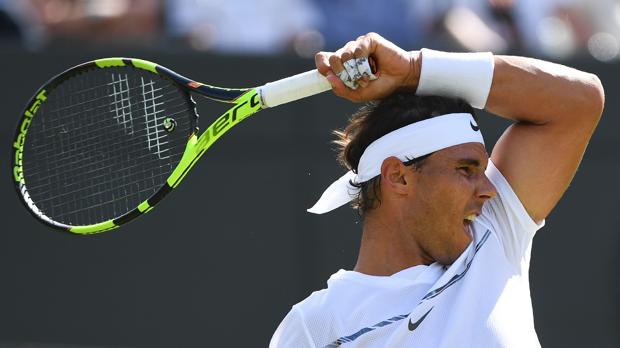 Rafa Nadal, en su partido de primera ronda en Wimbledon