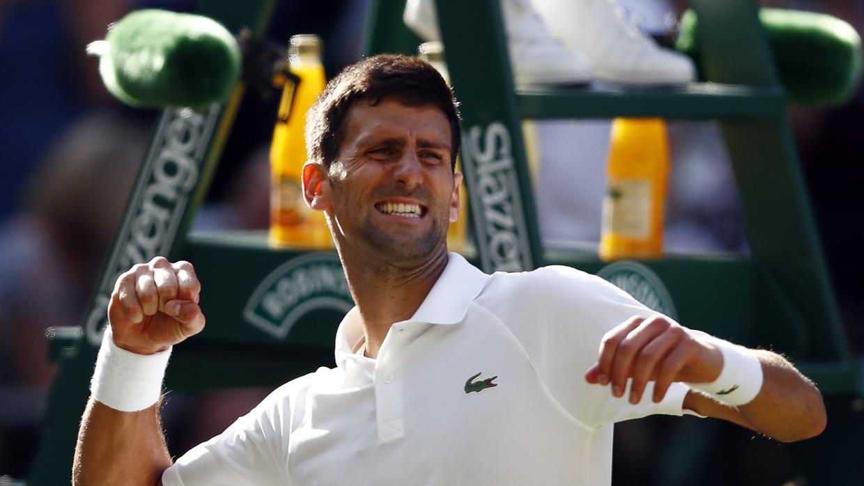 Djokovic celebra su triunfo ante Gulbis