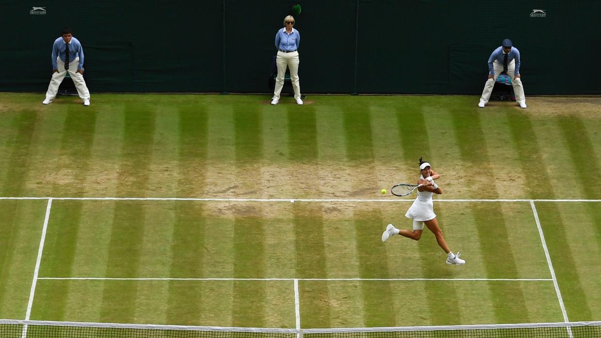 Garbiñe Muguruza durante su partido de semifinales contra Rybarikova
