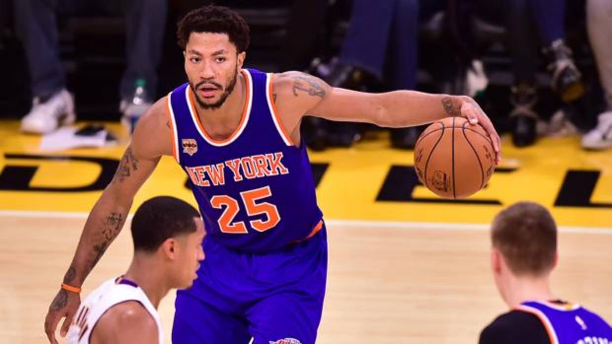 Derrick Rose, en un partido con los Knicks en diciembre de 2016