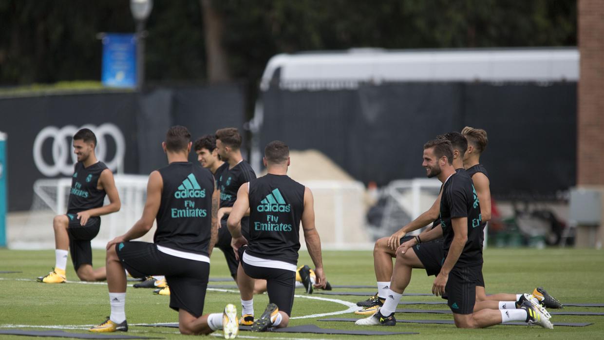 Los jugadores del Real Madrid en el entrenamiento de pretemporada