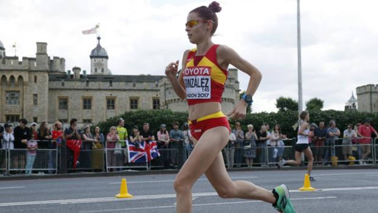 La española Paula González, durante el maratón en el Mundial de Londres