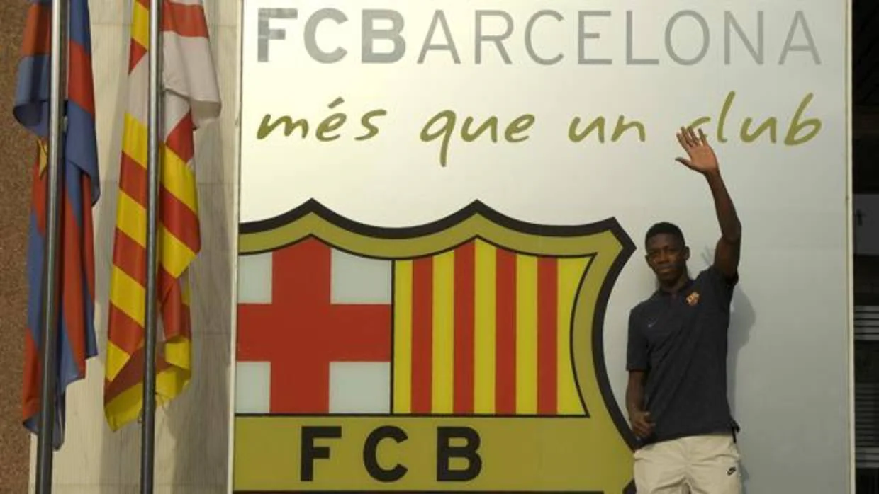 Dembélé, a su llegada al Camp Nou