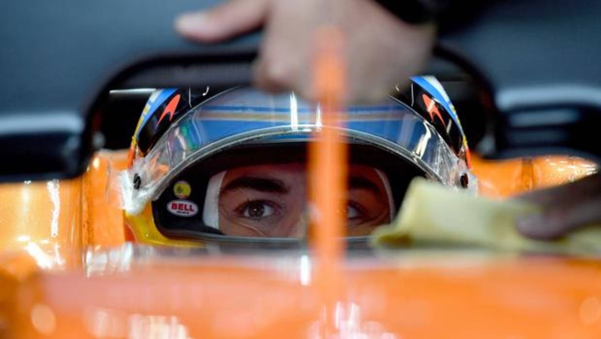 Fernando Alonso, durante la clasificación de Monza