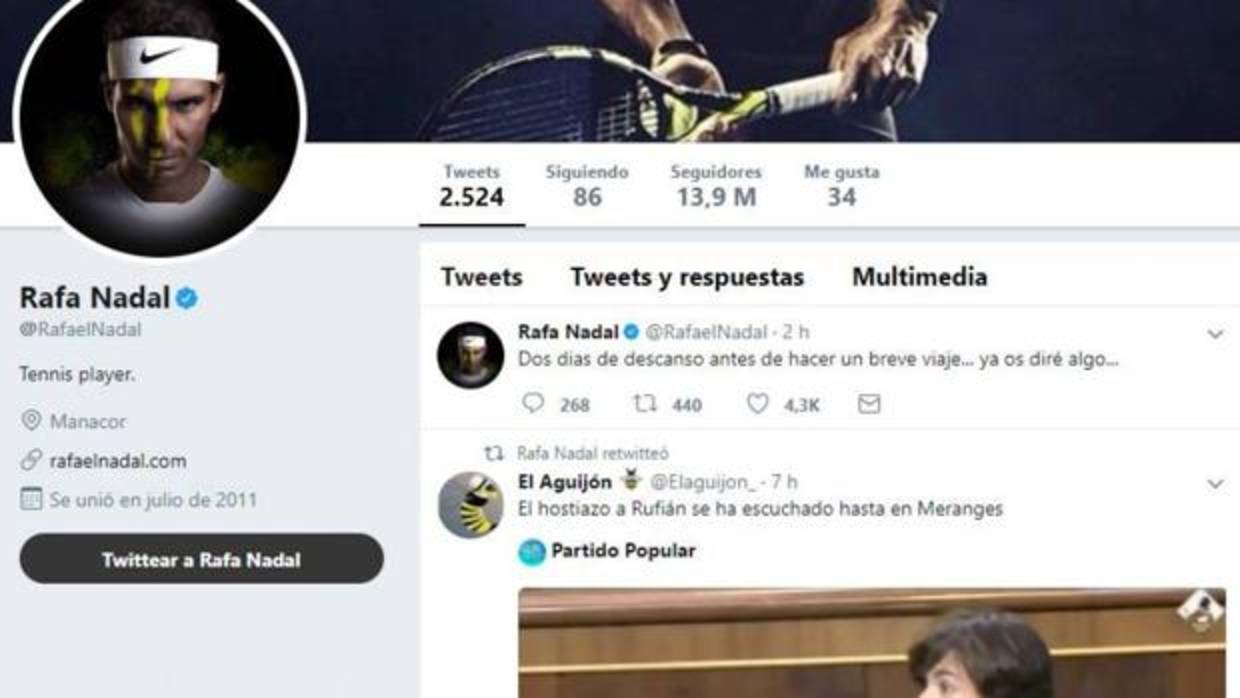 «Hackean» la cuenta de Twitter de Rafa Nadal