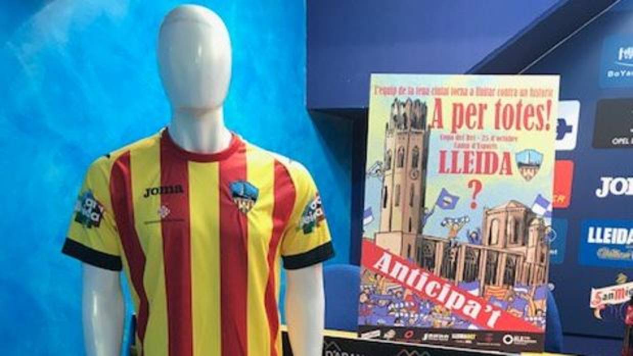 La camiseta cuatribarrada que quería vestir el Lleida contra el Saguntino