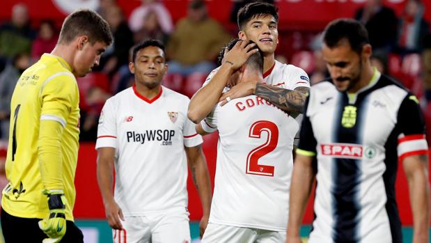 El Sevilla, a octavos con nueva goleada ante voluntarioso Cartagena