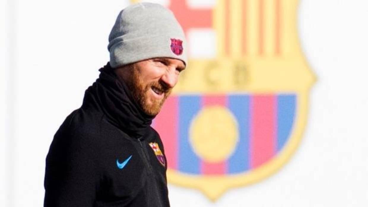 Leo Messi durante el entrenamiento de este viernes