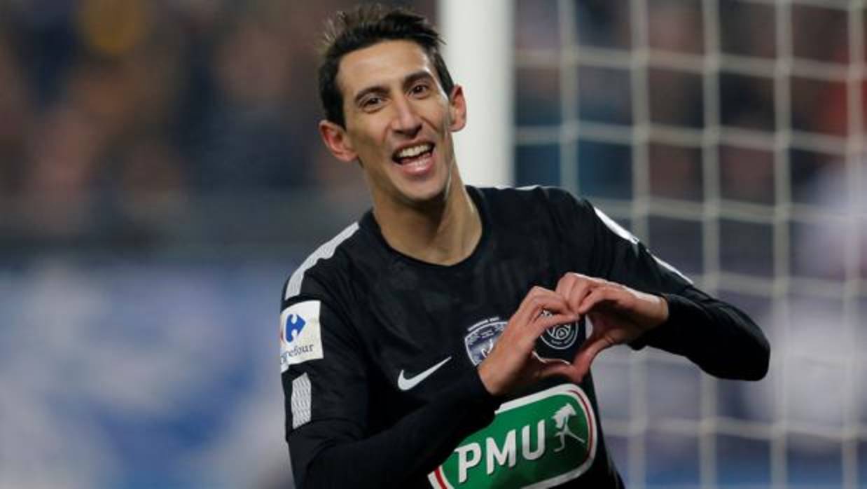 Ángel Di María celebra un gol en el PSG-Sochaux de Copa