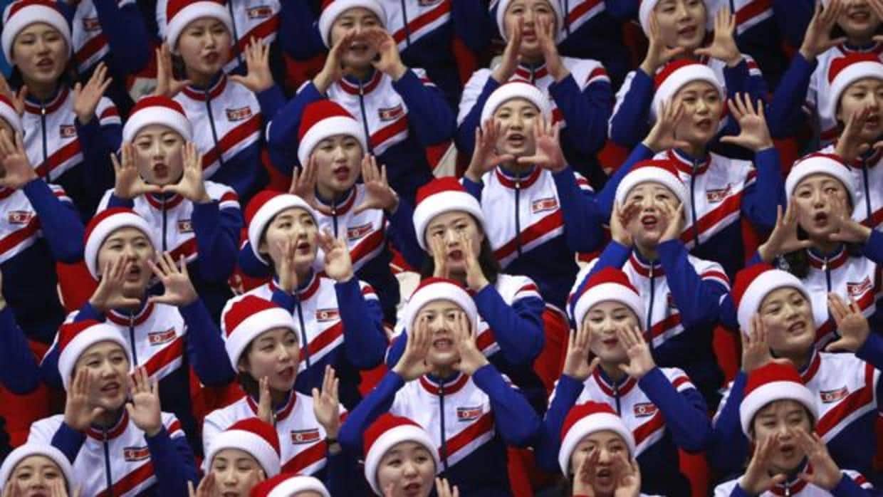 La afición de Corea del Norte durante los Juegos Olímpicos