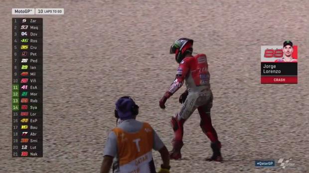 Lorenzo: «Me tuve que tirar de la moto para no chocar contra el muro»