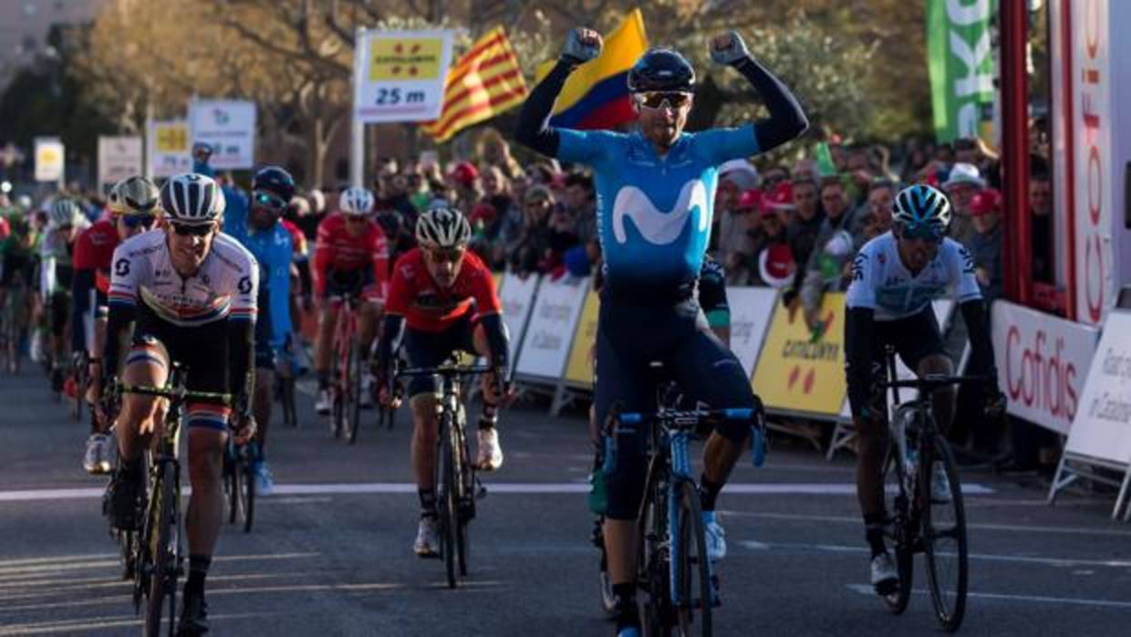 Alejandro Valverde celebra su victoria