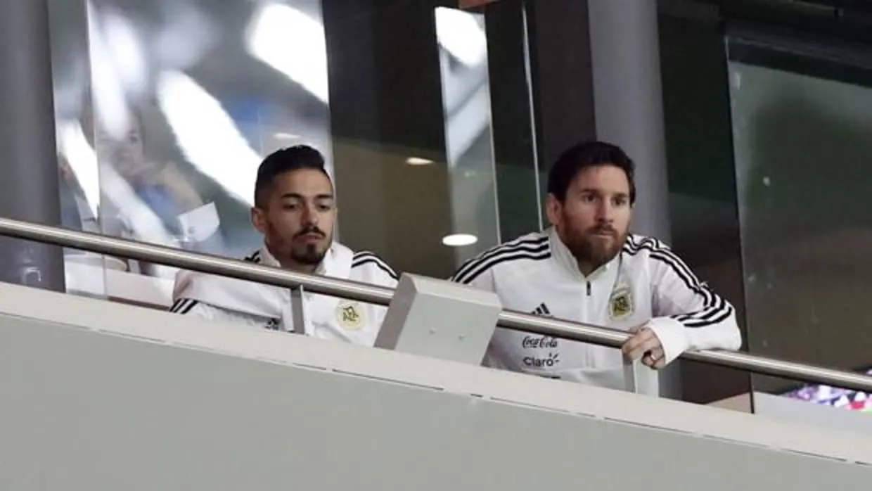 Leo Messi esta semana en el palco del Wanda Metropolitano viendo el España-Argentina