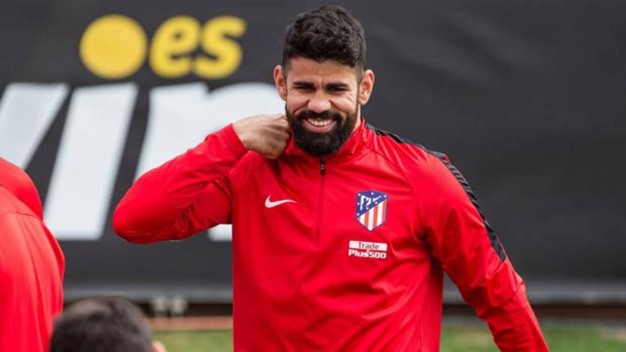 Diego Costa, en el entrenamiento del Atlético de Madrid de este viernes