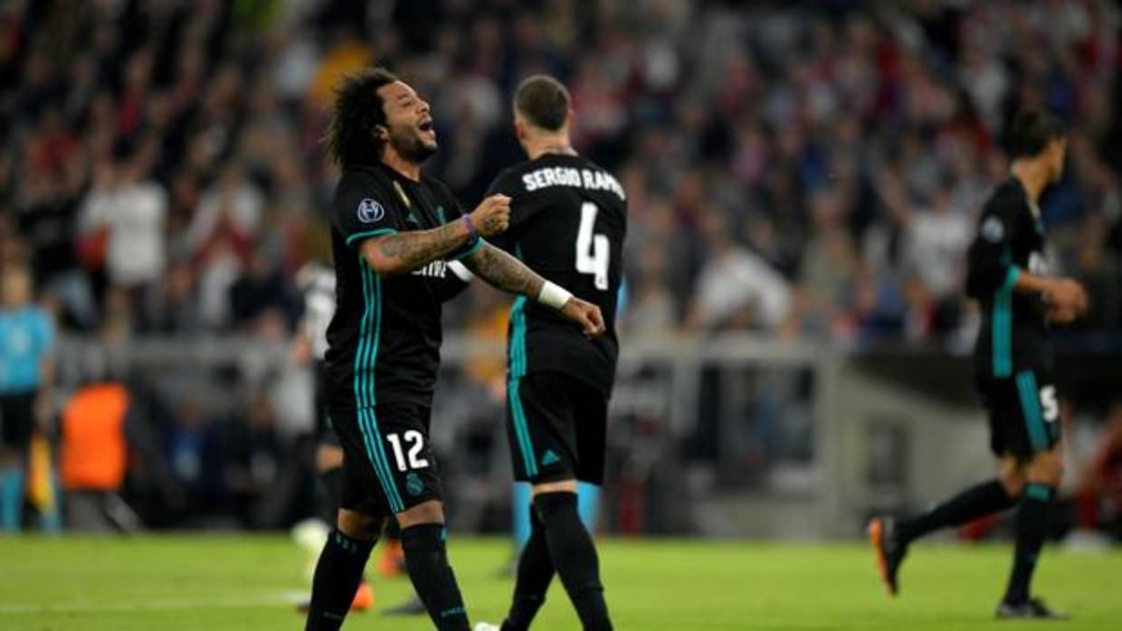 Marcelo celebrando el empate ante el Bayern de Munich