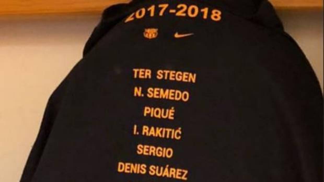 Imagen de la camiseta conmemorativa de la Liga del Barça