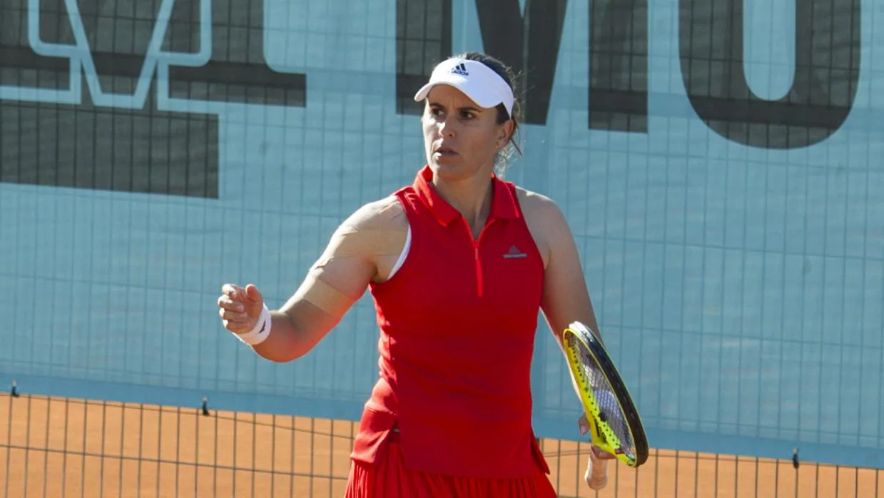 Anabel Medina, durante su partido en el Mutua Madrid Open