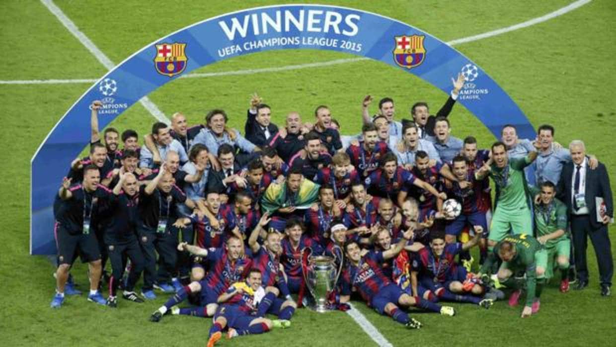 El Barcelona celebra su última Champions League conseguida en Berlin en 2015