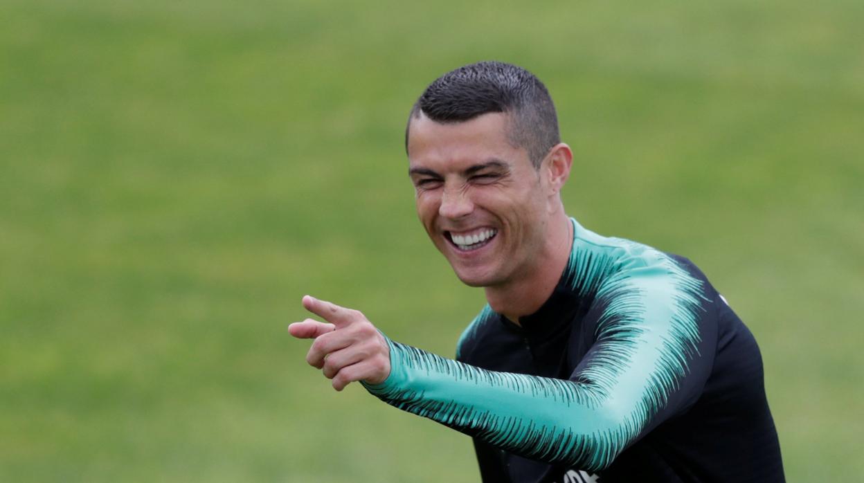 Cristiano Ronaldo en la primera sesión de entramiento de Portugal previa al Mundial