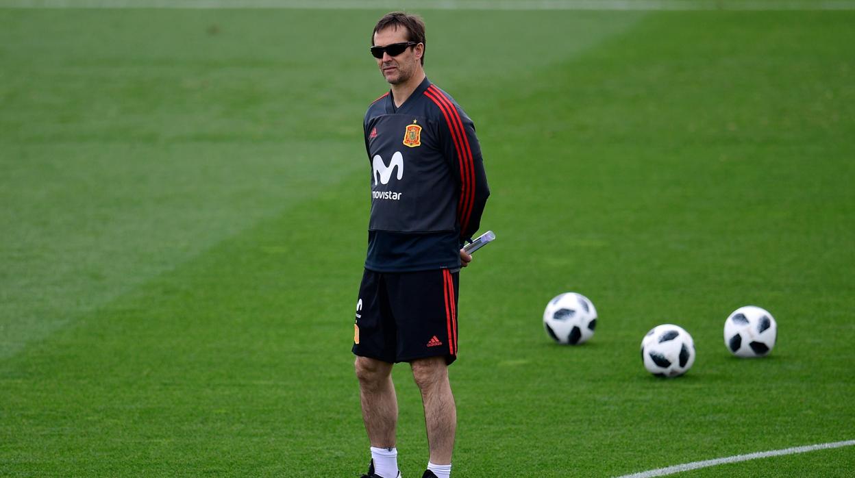 Julen Lopetegui, durante un entrenamiento de la selección española