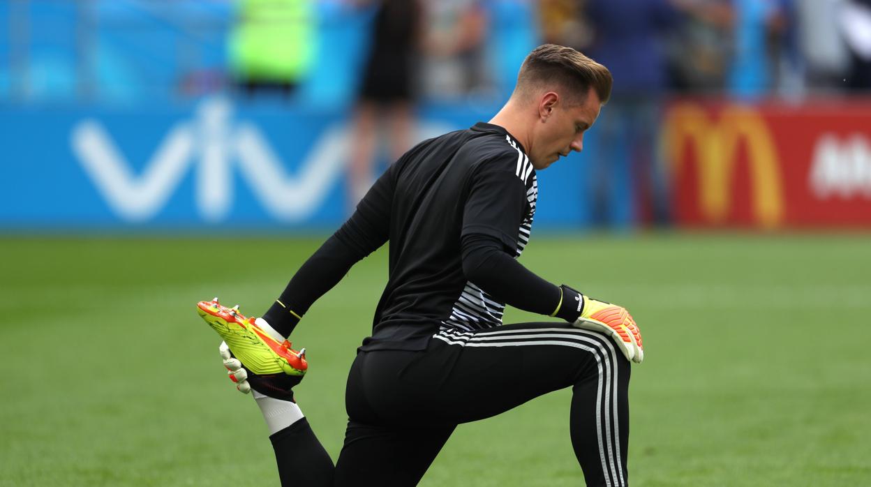 Ter Stegen durante un entrenamiento de Alemania