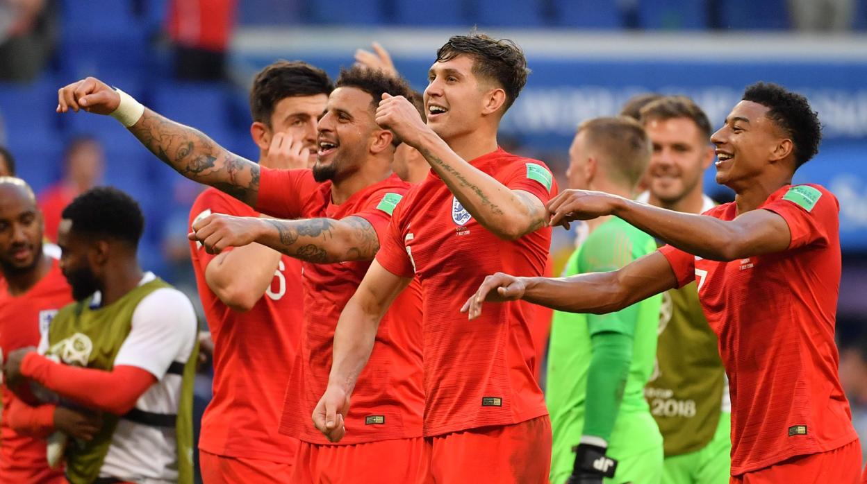 Los ingleses celebran su victoria ante Suecia y el pase a las semifinales del Mundial