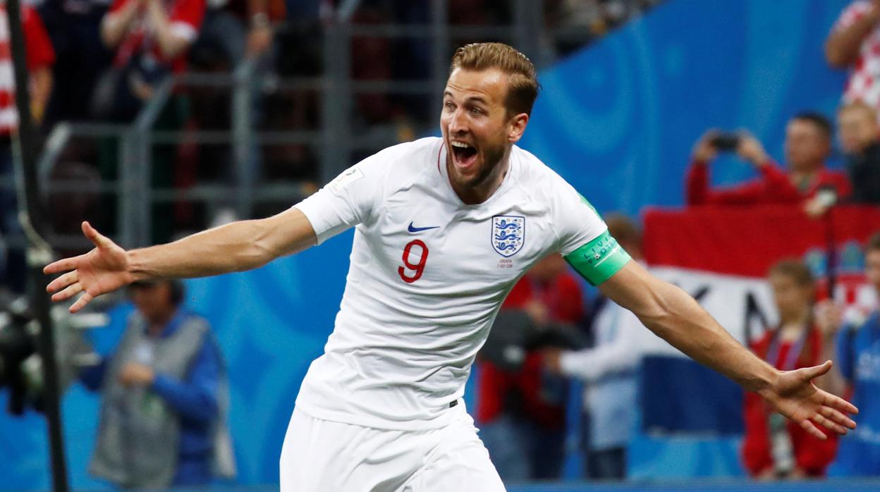 Kane celebra un gol de Inglaterra durante el Mundial