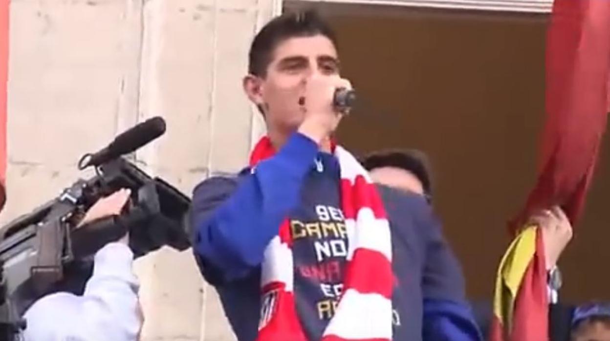 Thibaut Courtois celebra la Copa del Rey con el Atlético en 2013