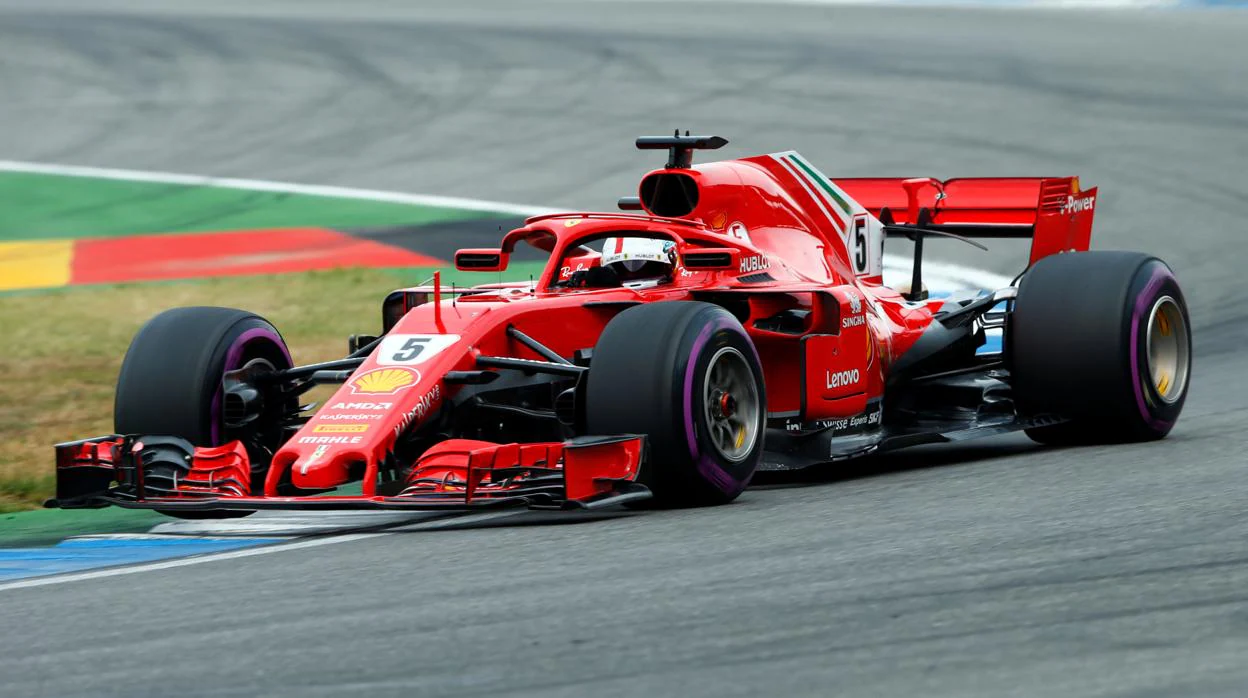 Vettel, durante la clasificación del GP de Alemania