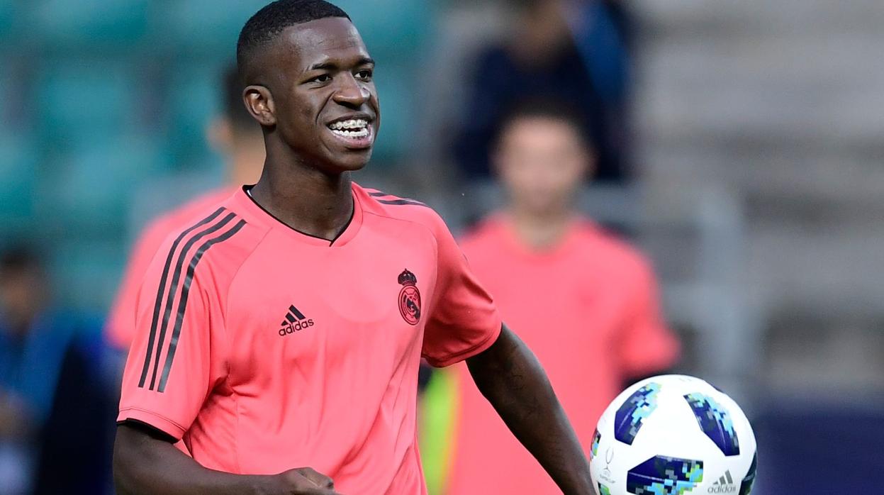 Vinicius, durante un entrenamiento con el Real Madrid