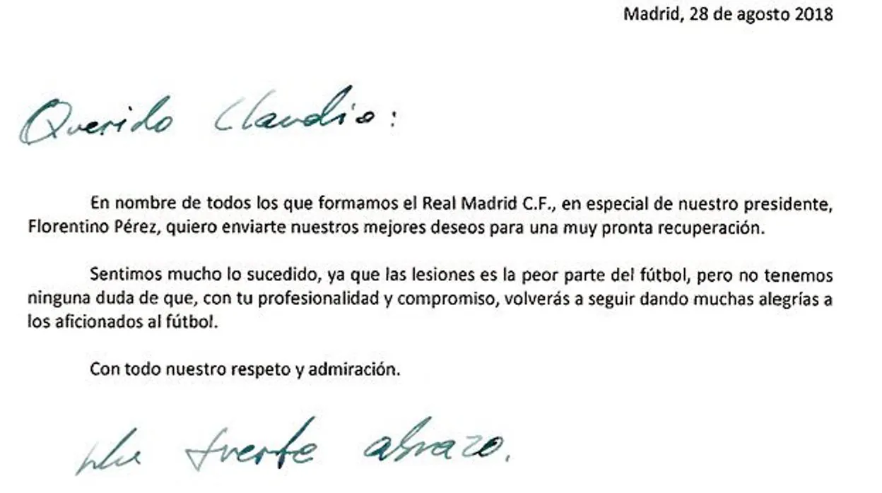 La carta que ha enviado el club blanco a Claudio Bravo