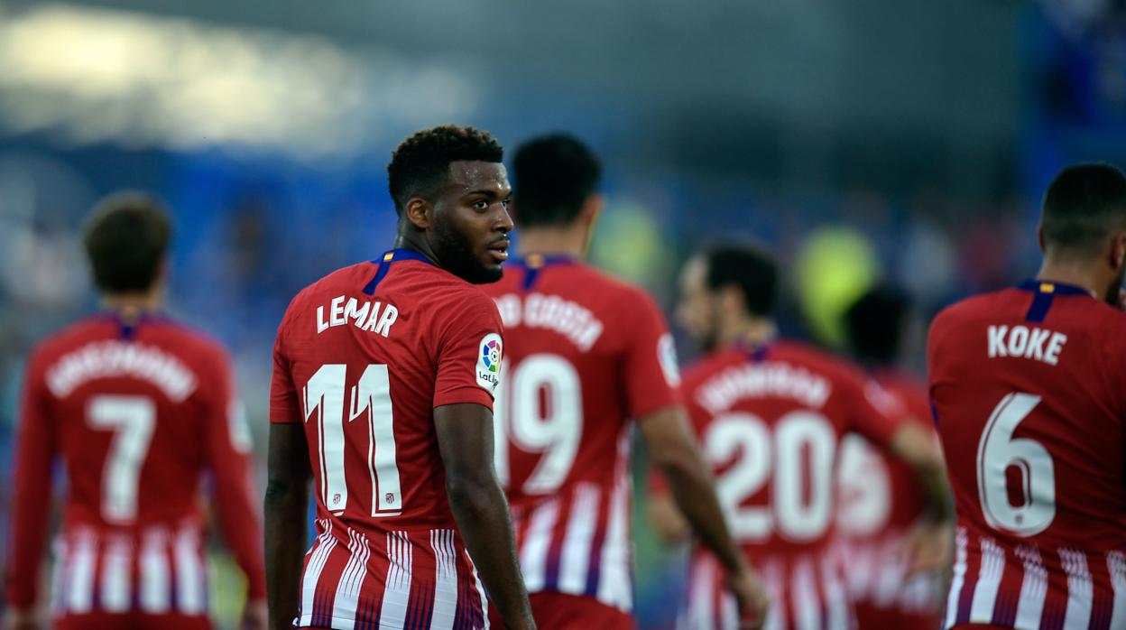 El Atlético de Madrid durante el partido en el Molinón ante el Getafe, en la quinta jornada de la competición liguera