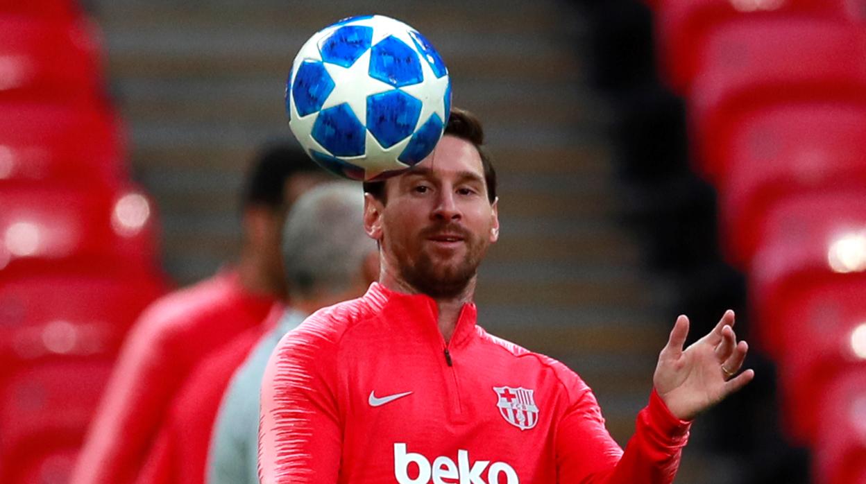 Leo Messi durante el entrenamiento de este martes en Wembley