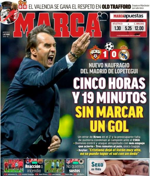 La prensa se ceba con el mal momento del Real Madrid