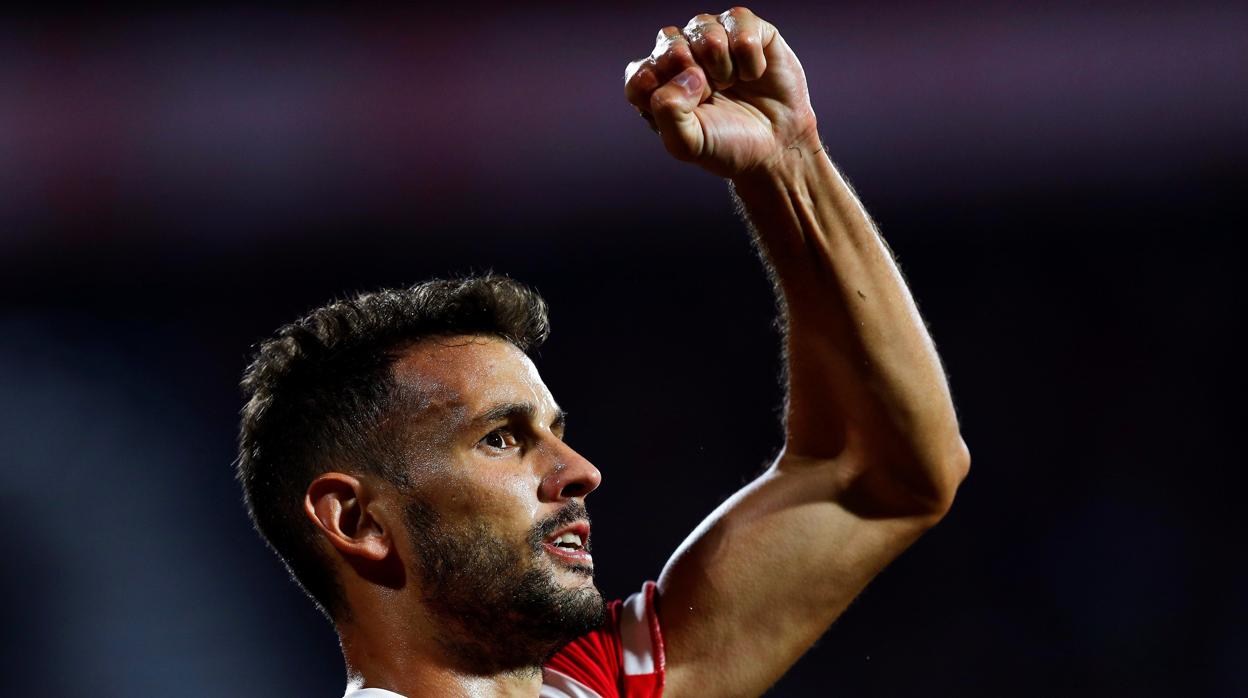 Stuani celebra el gol que le anotó al Celta