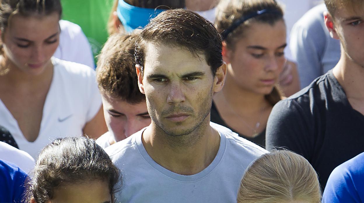 Rafael Nadal, durante el minuto de silencio por las víctimas de las riadas en Mallorca