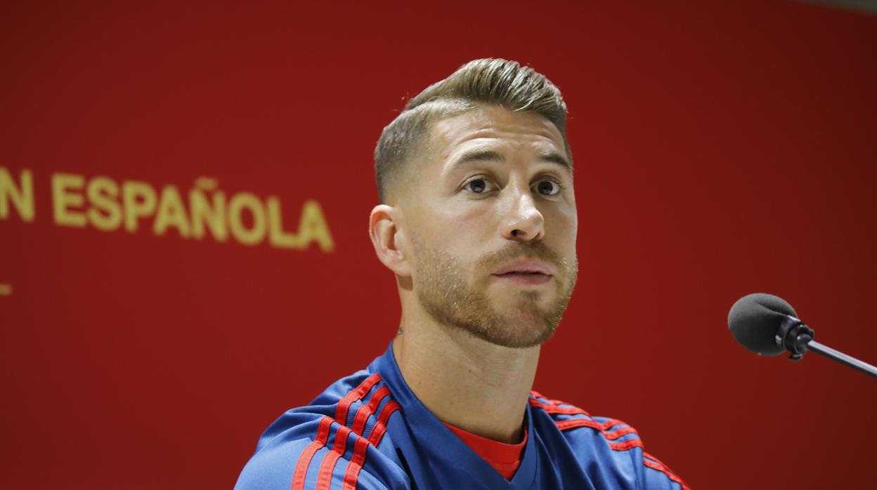 Sergio Ramos, en la sala de prensa del Villamarín