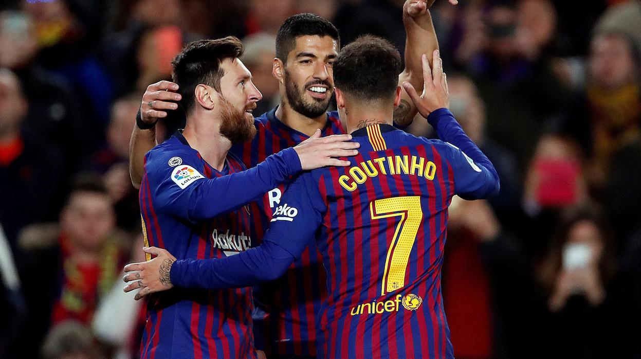 Messi, Luis Suárez y Coutinho