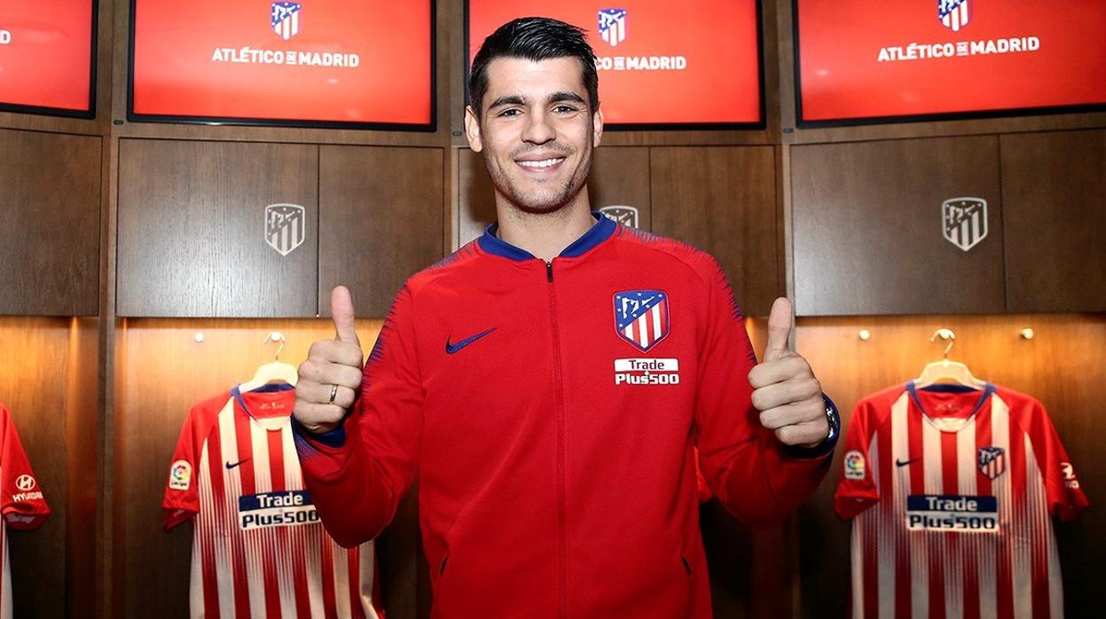 Morata, en el vestuario del Atlético de Madrid