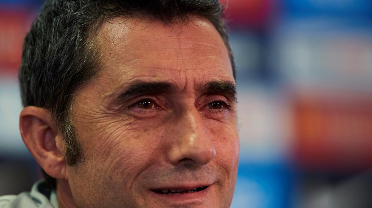 Ernesto Valverde durante la rueda de prensa previa al partido de este sábado